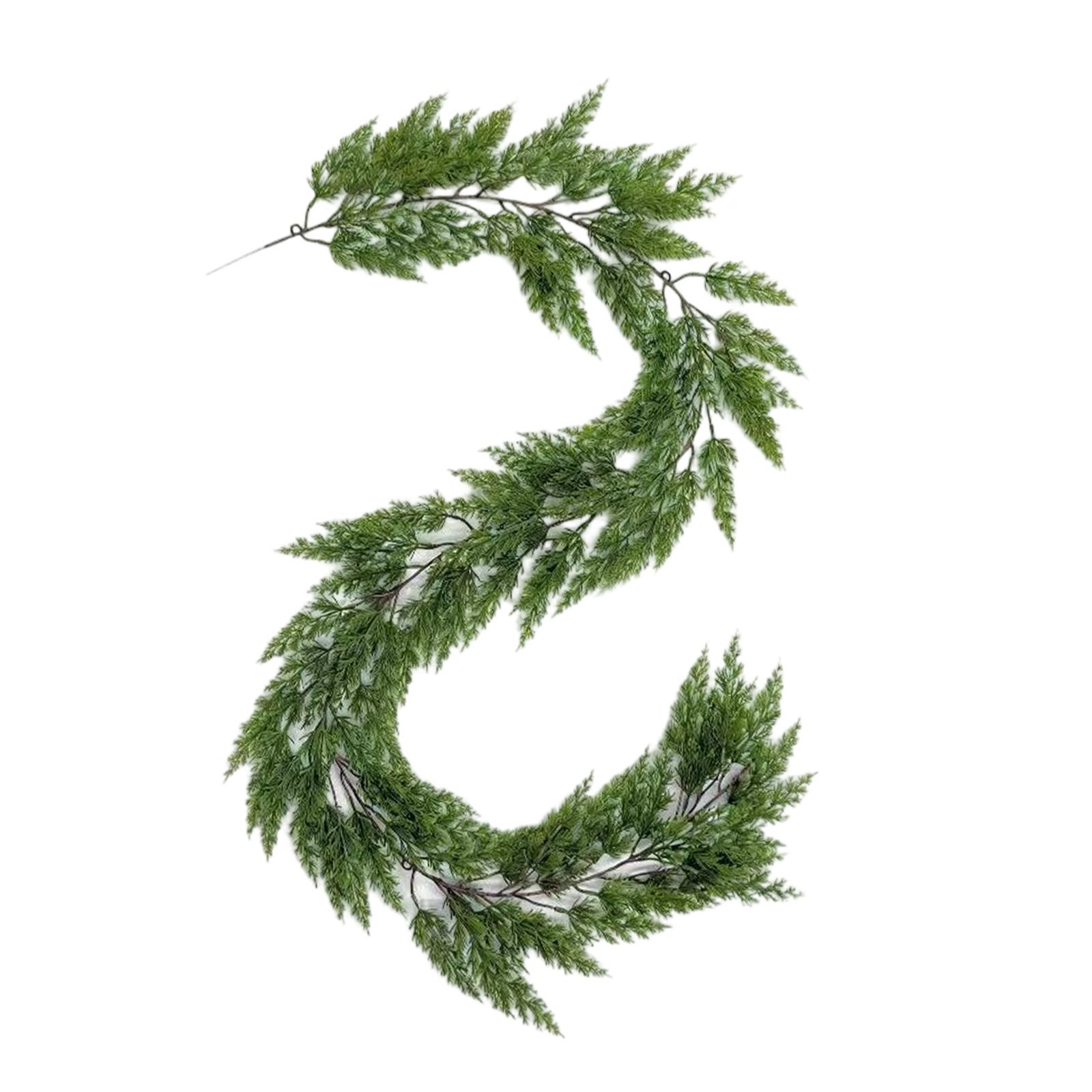 

Artificial PE Christmas Garland Green Holiday Decor Centerpiece Table Runner Wreath for Home Fireplace Door