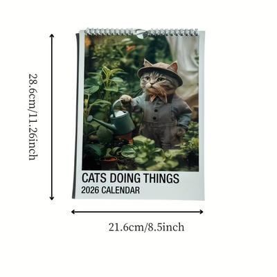 2026 Garden Cat Wall Calendar 12-Month Daily Weekly Planner Desk Organizer Table Decor Agenda Organizer Calendar for Bedroom