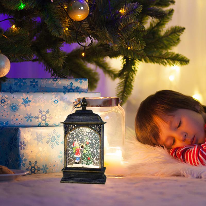 Christmas Decoration Snow Globe Lantern Santa Claus Elk Flattened Wind Lanterns Unique Led Lantern Christmas New Year Gifts