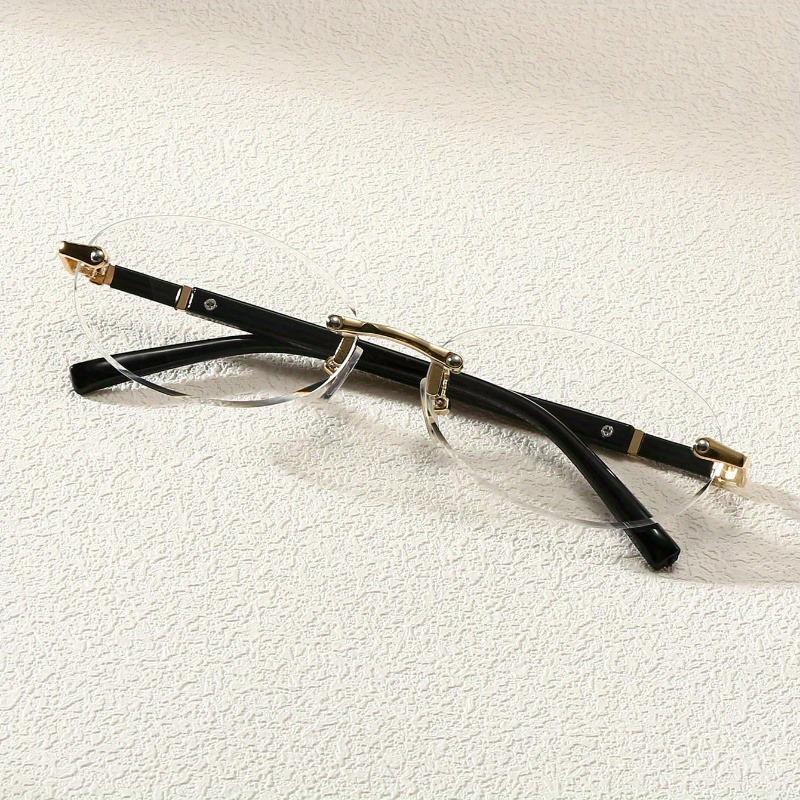 

1pcs Women s Fashion Frameless Cutting Edge Elliptical Flat Mirror Clear Lens Suitable for Daily Wear Decorative Glasses прозрачный
