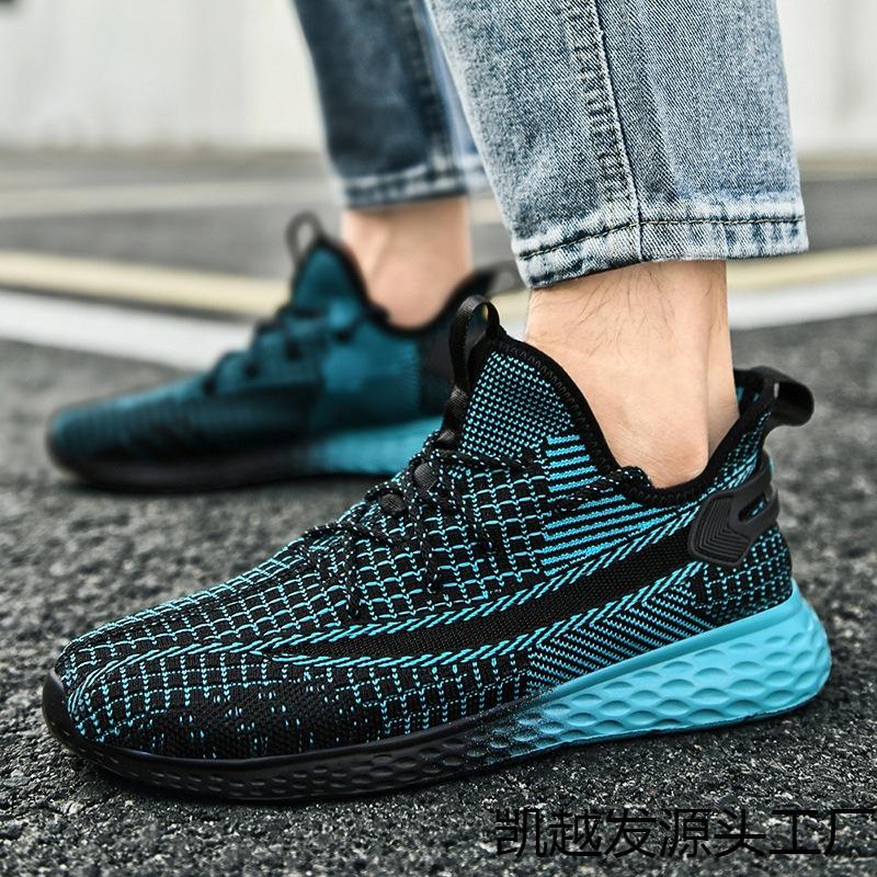 Men's shoes processing large size spring new casual sports shoes flying woven mesh breathable coconut running shoes