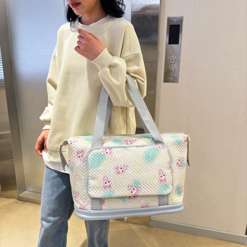 Fashionable and Fresh Smudged Dry and Wet Separation Personalized Fitness Bag Double-layer Extended Outing Travel Bag Can Be Used To Pull Rod