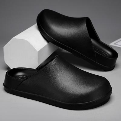 Sandales d'été pour hommes, couleur unie, à enfiler, résistantes à l'usure, mode, simples, à semelle souple, pour l'extérieur, plage, mules Baotou, sandales de travail