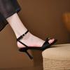 Sandals Women's Sexy Bow Outer Wear Summer New One-word Buckle with Open Toe with Skirt High Heels Stiletto