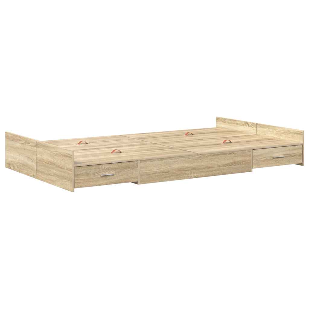 Storage Bed Frame with Headboard Sonoma Oak 120 x 190 cm