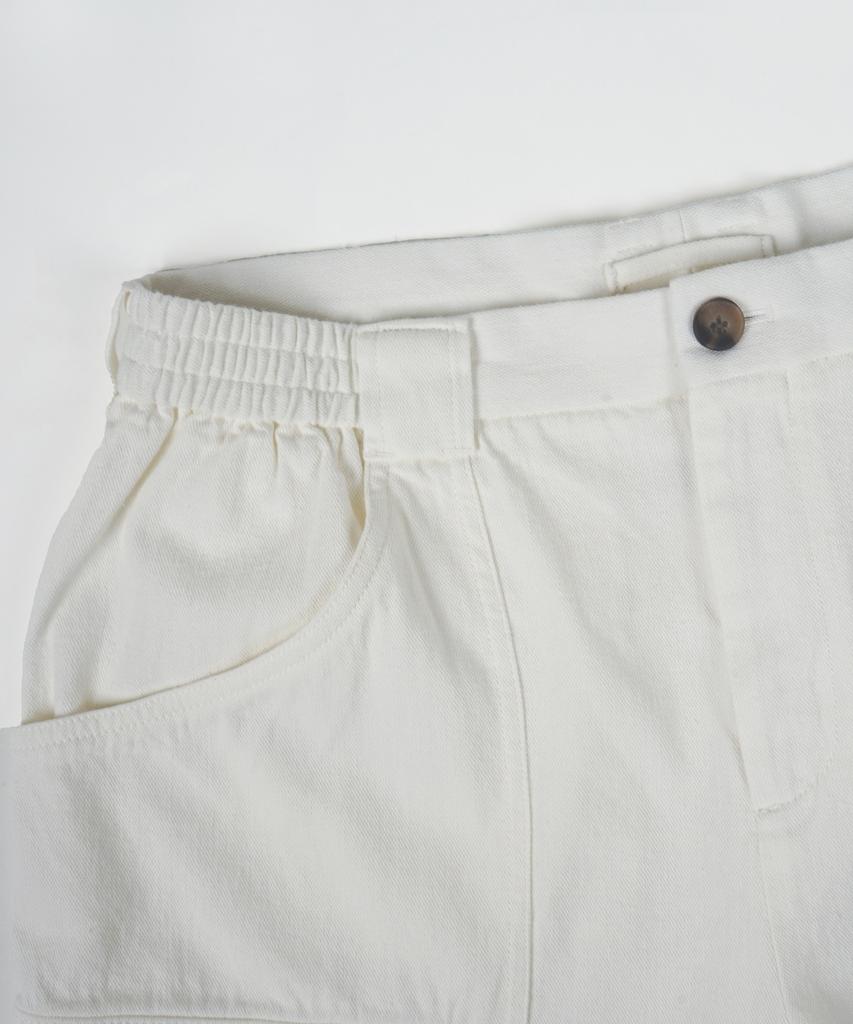 BIRBANTE Cation Washed Cargo Half Pants - Ecru