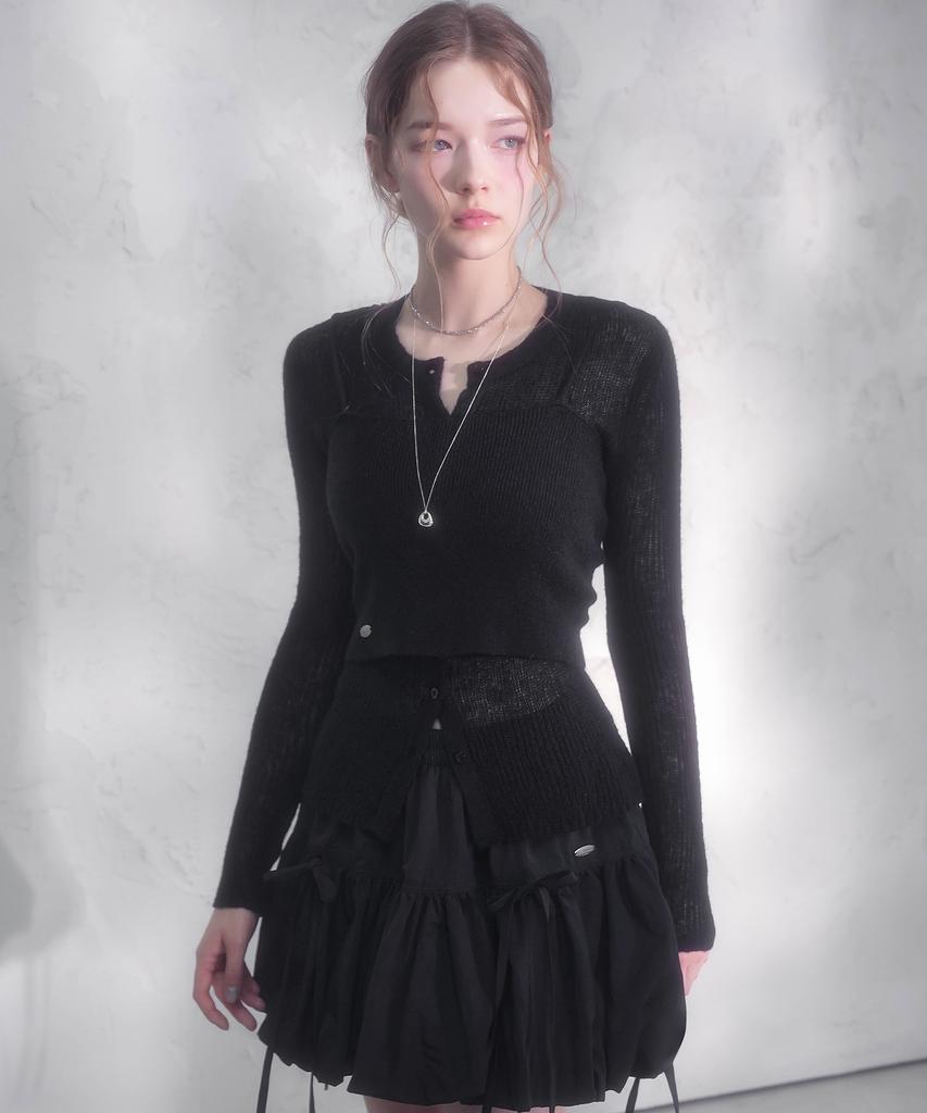 VIVACIOUS Bustier Layered Set Knit Cardigan_5 Colors