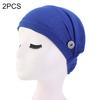 2Pcs Solid Color Headband Anti Slip Buttons Head Wraps Nurse Doctor Kerchief Hat