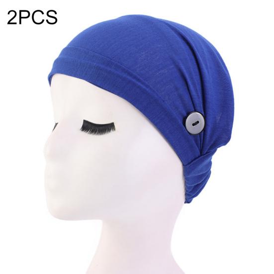 2Pcs Solid Color Headband Anti Slip Buttons Head Wraps Nurse Doctor Kerchief Hat