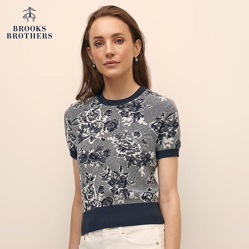Brooks Brothers Women s Supima Cotton Embroidered Knit Sweater S