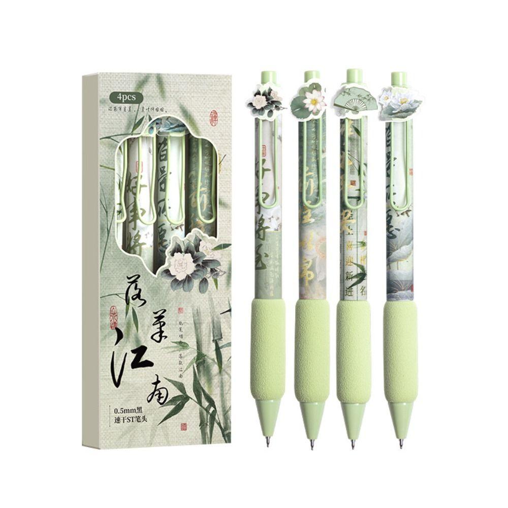 4PCS/Set Soft Grip Gel Pen Press Type Writing Tools High Quality Neutral Pen  School Office
