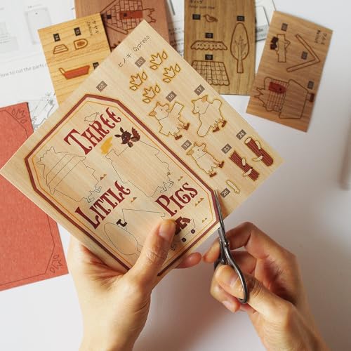 KINOWA "The Three Little Pigs" Woodcut Original Handmade Kit, Fairy Tale, Grimm's Fairy Tale, Made In Japan