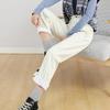 Fashion Women Plus Velvet Loose High Waist Casual  Jeans Straight Pants
