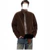 American New 2025 Coffee Shoulder Zipper Jacket Men's Autumn Old Money Style Retro Stand-up Collar Harrington Jacket