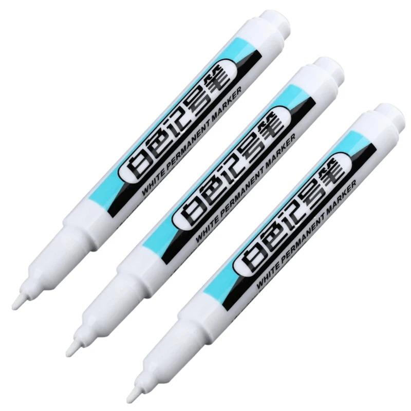 1-20Pcs White Permanent Marker Pens 0.7/1.0/2.5MM Markers Paint Pen For Plastic Leather Glass Stone Metal Art Painting Supplies