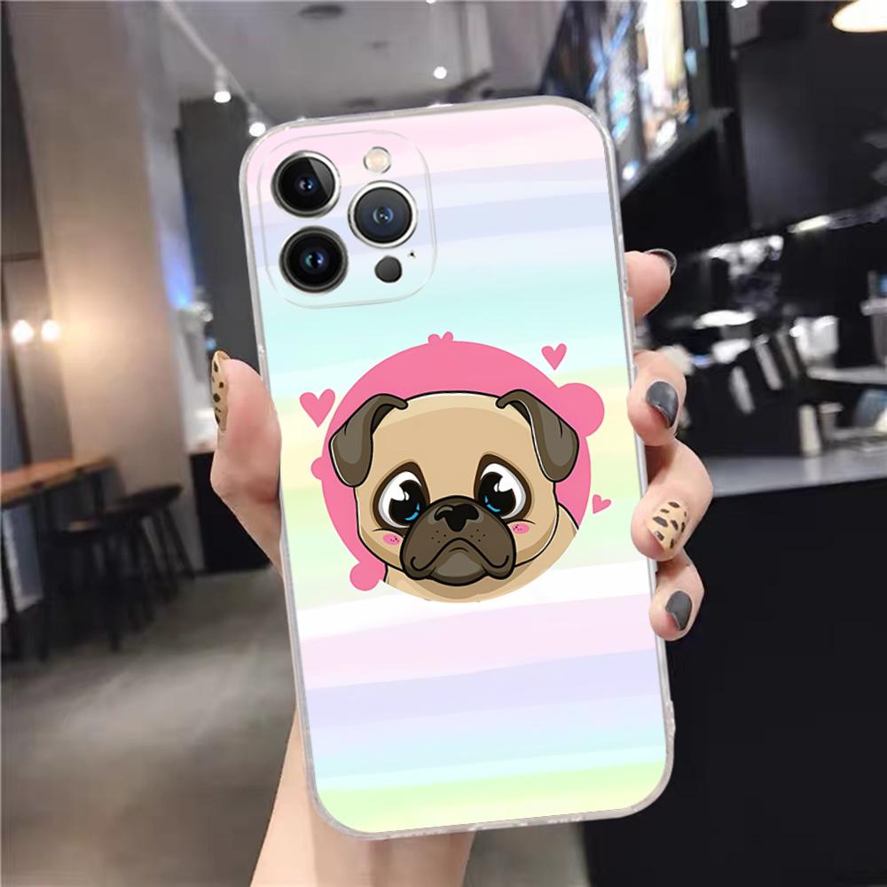 Cute Pug Dog Phone Case For iPhone 15 14 11 12 13 Mini Pro XS Max Cover 6 7 8 Plus X XR SE 2020 Funda Shell