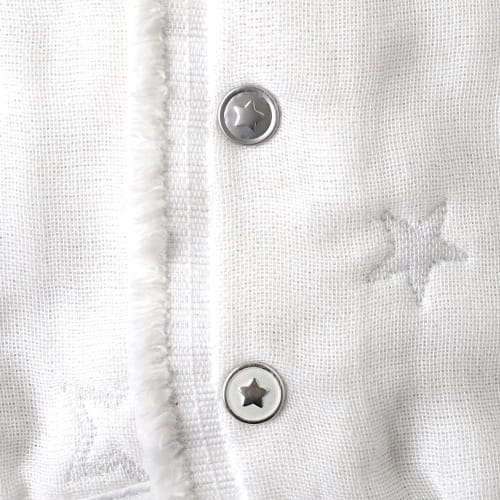 10mois Fluffy Gauze  6-layer Gauze  2way Baby Sleeper with Sleeves, 100% Cotton, White, Length 58cm, for Newborns To Around 3 Years Old