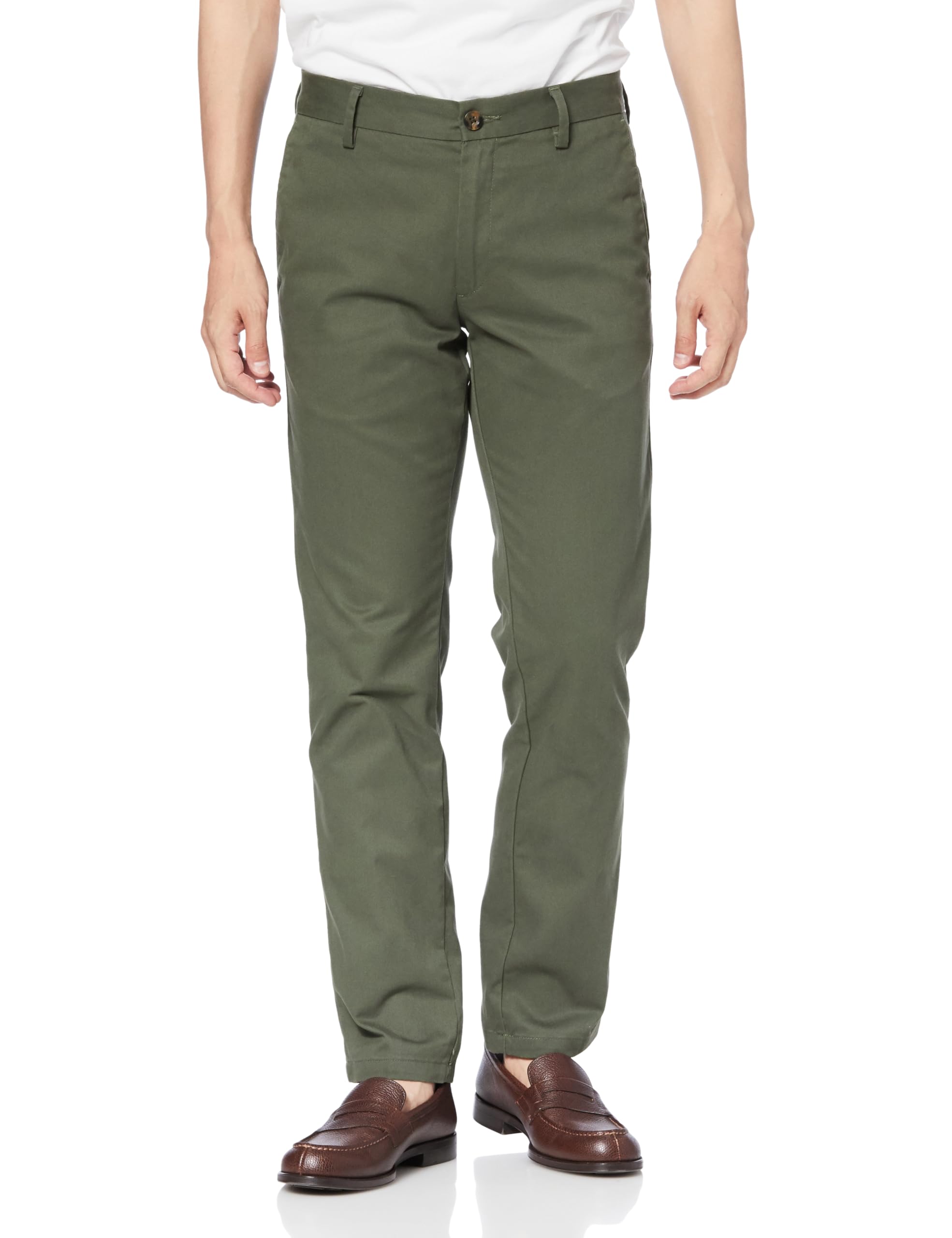 

Мужские брюки чинос зауженного кроя Amazon Essentials, темно-оливковые, размер W34 / L32, не требующие заправки, устойчивые к сминанию