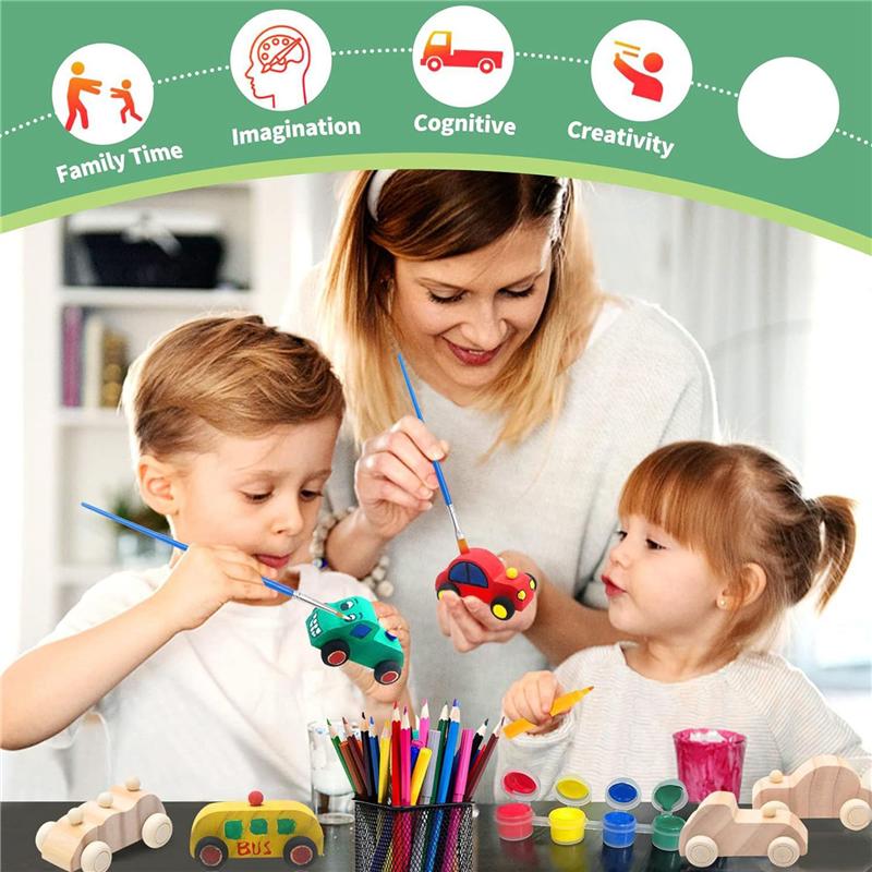 Bueno-Pack de 36 Coches de Madera para Manualidades DIY Coches de Madera sin Terminar para Pintar Coches de Madera para Manualidades para Actividades en Casa Proyectos de Manualidades Familiares
