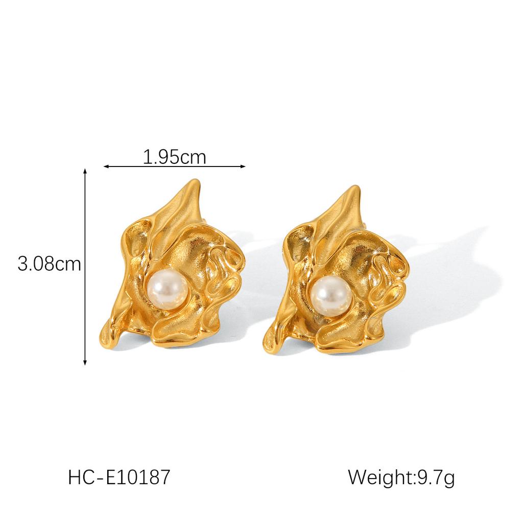 French Luxury Pearl Earrings Titanium Steel Ear Studs Minimalist High-End Fashion Earrings for Women