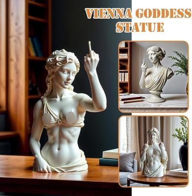 Wiener Göttinnenstatue Mit Vertikalem Mittelfinger Harzhandwerk 3D Spöttisches Göttinnenornament Für Heimdekoration