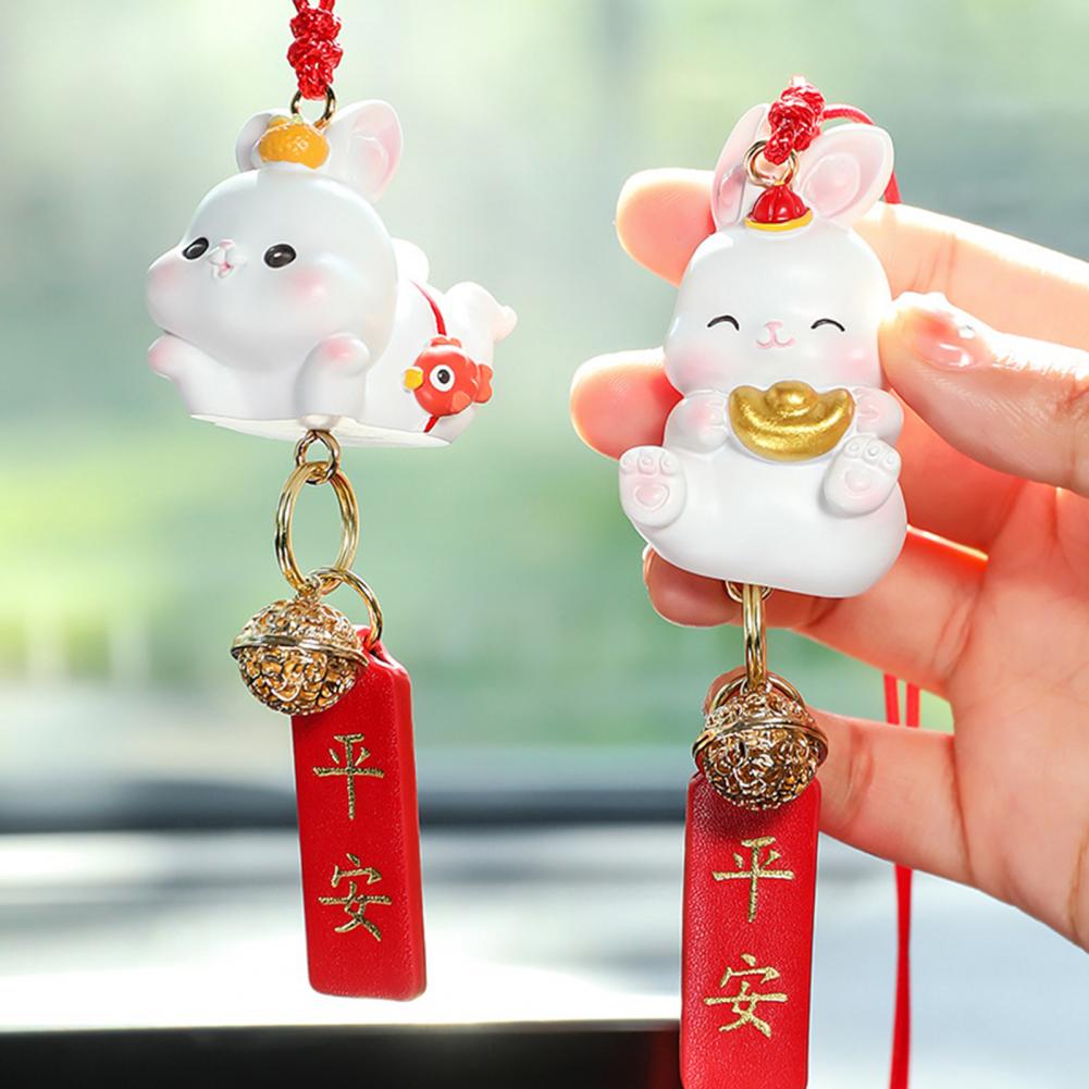 1Pc 2024 Chinese New Year Rabbit Car Hanging Gift Rabbit Decoration For Home Pendant Hanging Housewarming Indoor Ornaments