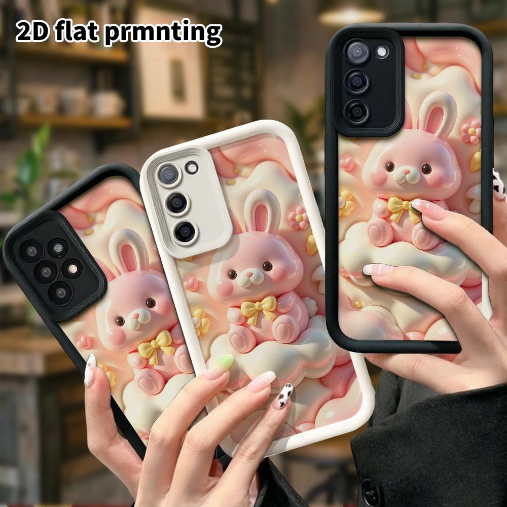 Phone case: 2D flat, suitable for Samsung Galaxy A34 A35 M05 M06 S20 S22 S21 FE Plus 5G, pink little bunny, perfect Christmas and Halloween holiday gi