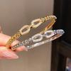 Minimalist Gold Plated Zircon Double Band Bracelet For Fashionable Women