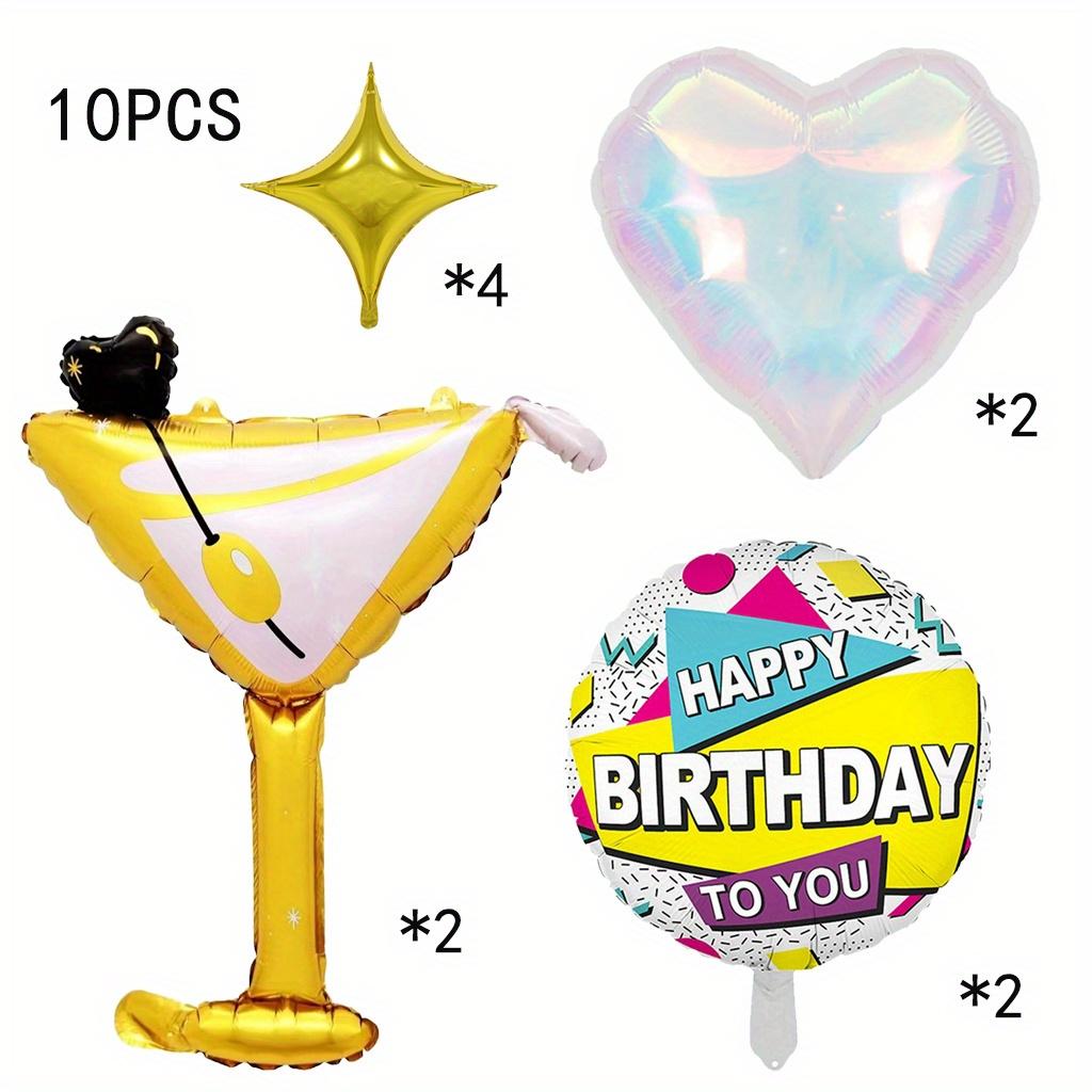 10Pcs Martini Aluminum Foil Balloons Set - Bachelorette & Cocktail Themed Party Decorations Birthday Party Decor Balloon Set As Picture
