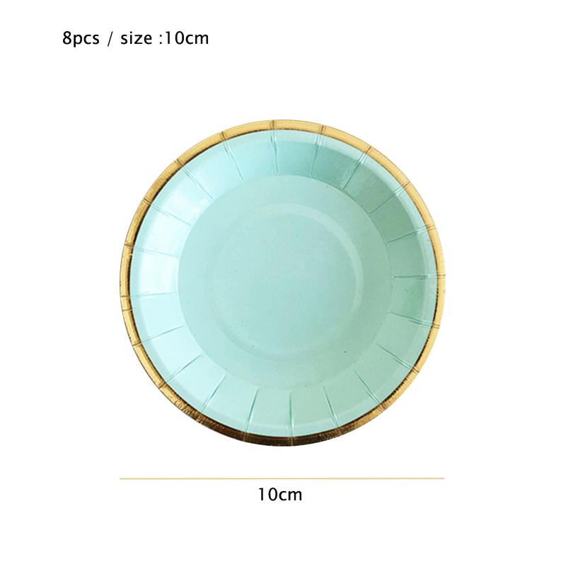 Mint Green Gold Disposable Tableware Party Napkins Paper Plates Straw Cup Kids Birthday Party Supplies Favor Wedding Decoration