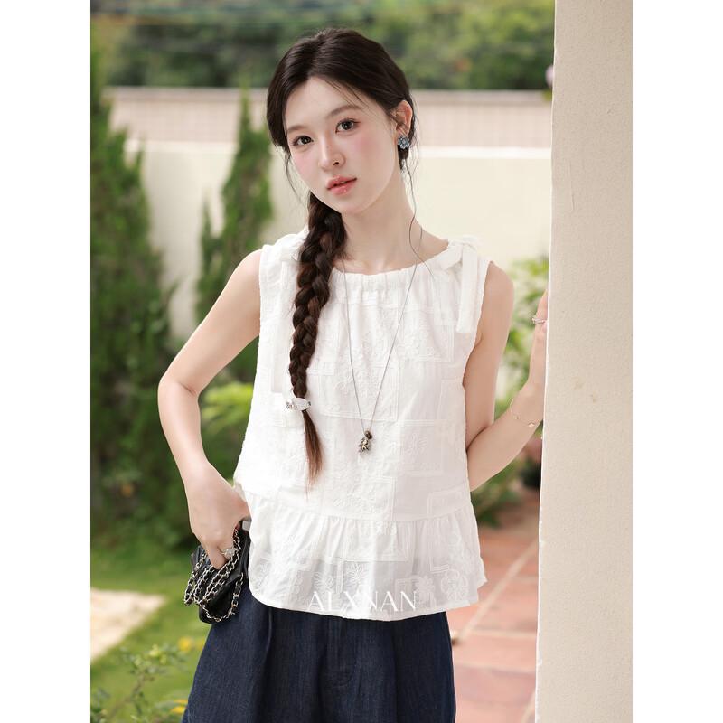 Luxiangnan Off-White Bow Vest Camisole S