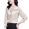 2024 Spring/Autumn Women's Chic Long Sleeve Ruffle Blouse - French Style Chiffon Top