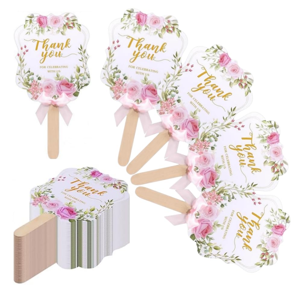 

50 Свадебных вееров для розовых цветочных персонализированных ручных вееров с элегантной деревянной ручкой, необходимые вещи для свадьбы, свадебной вечеринки, девичника, гости, веера, оптом,