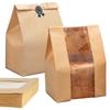 50pcs Kraft Paper Bag Toast Bag Packaging Bag Self Sealing Bread Bag Baked Food Wrapping Pouches Biscuits Cake Bag Free Sticker