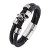 European & American Men's Woven Leather & Stainless Steel Bracelet