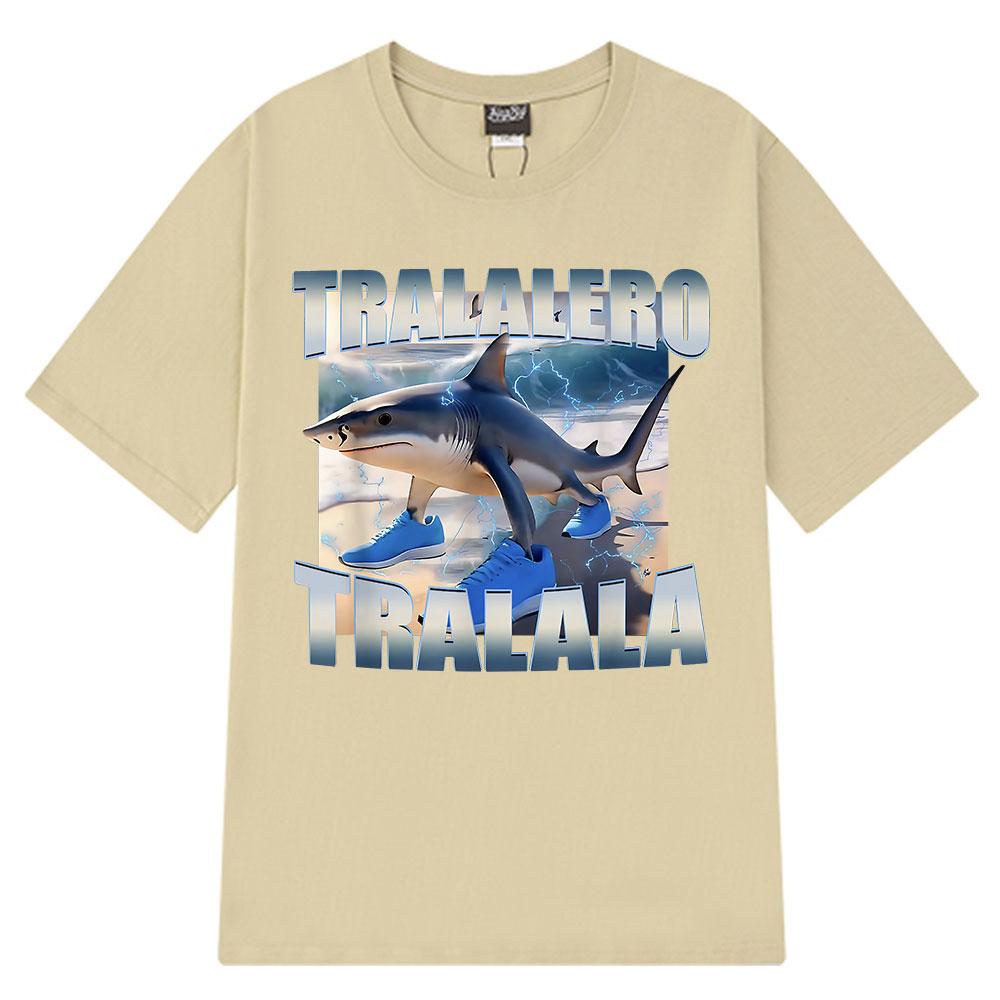 

Vintage Tralalero Tralala Funny Shark Meme T-shirt Men Women Clothing Fashion T-shirts Casual Cotton Short Sleeve T Shirts Tops 4XL