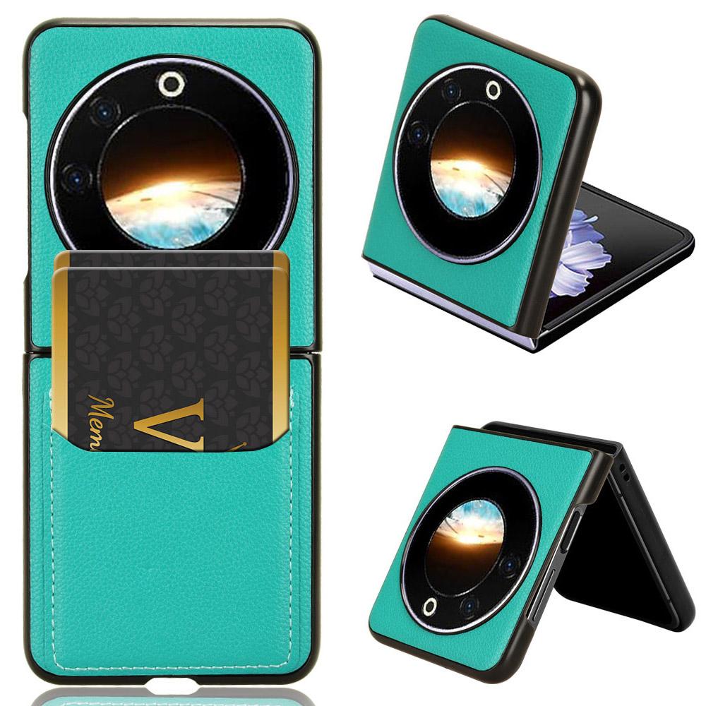 

For TECNO Phantom V Flip Case PU Leather+PC Phone Cover with Card Holder Green