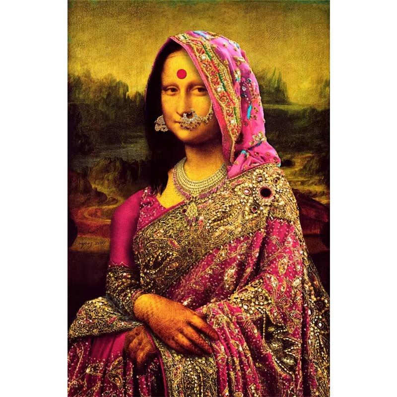 Funny Mona Lisa Poster Wall Art Canvas  Posters Classsic Oil  Character Funny Interesting Pictures Home Decor