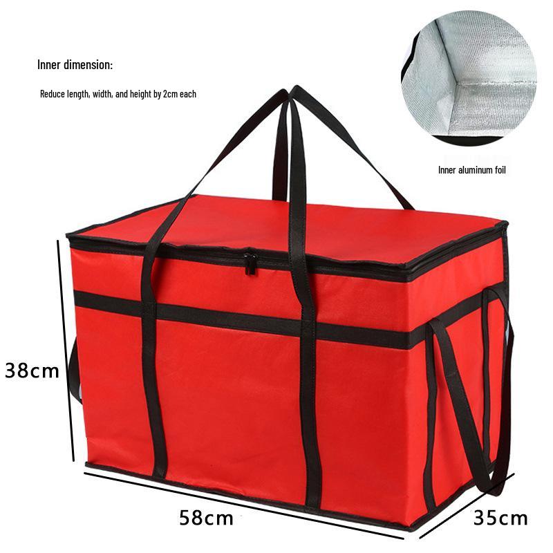 Large Capacity Double Zipper Insulated Picnic Ice Pack Bag – Black Non-woven Fabric