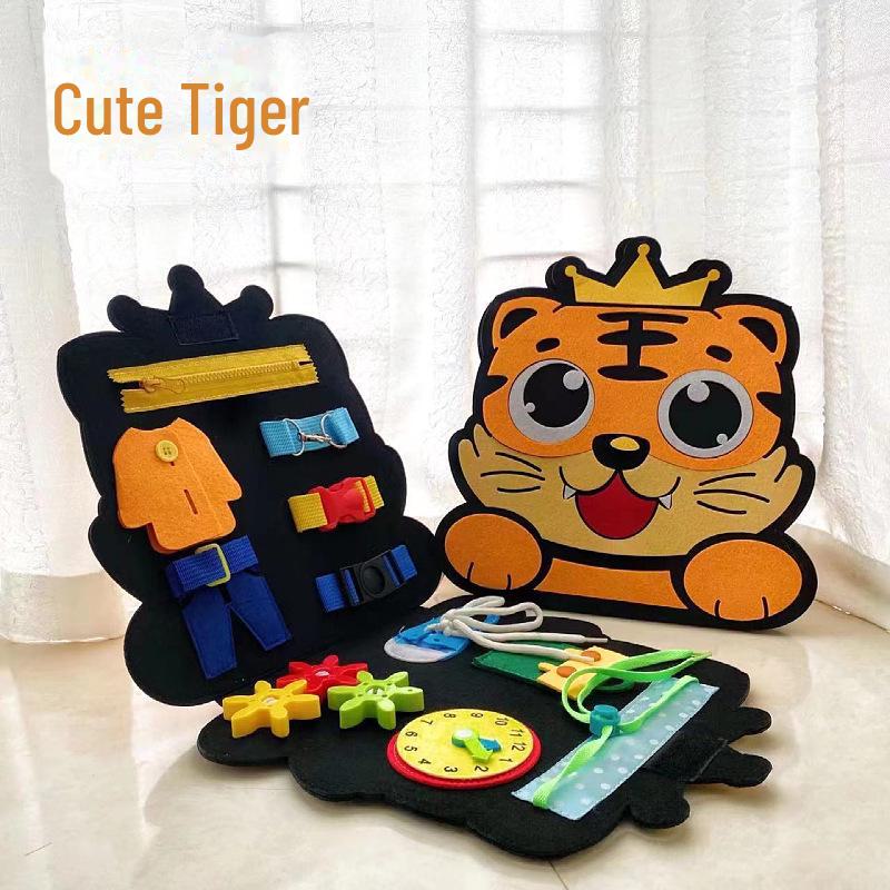 Montessori Dinosaur & Elephant Felt Busy Board Puzzle for Early Childhood Education