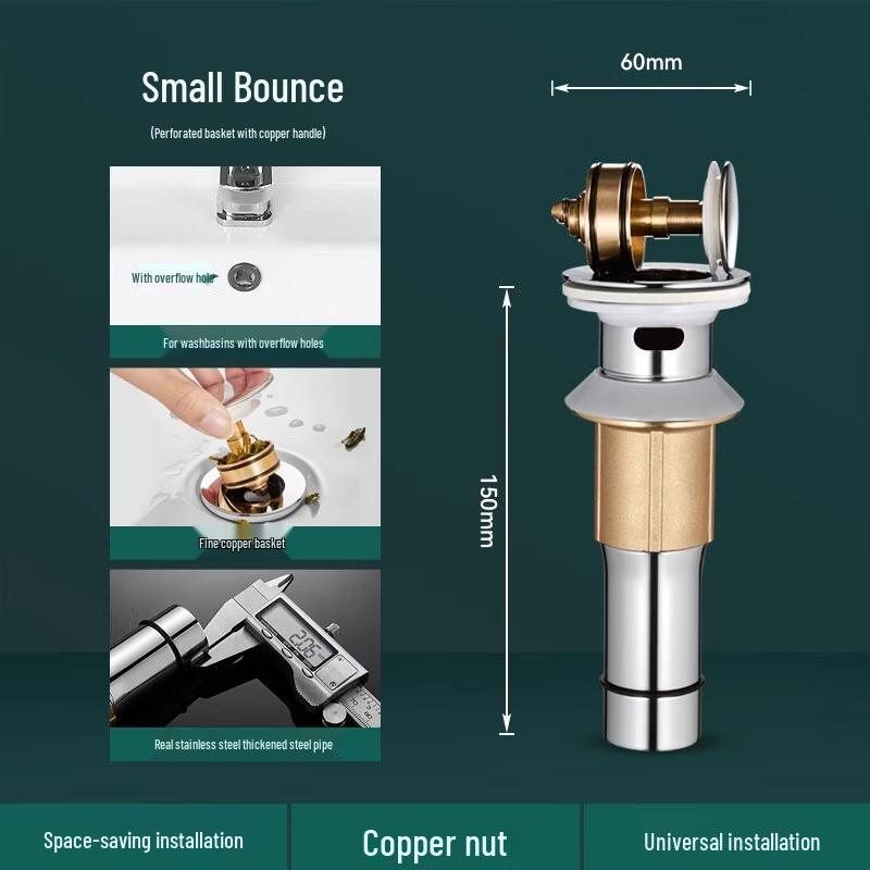 304 Stainless Steel Pop-up Basin Sink Drain with Basket Strainer