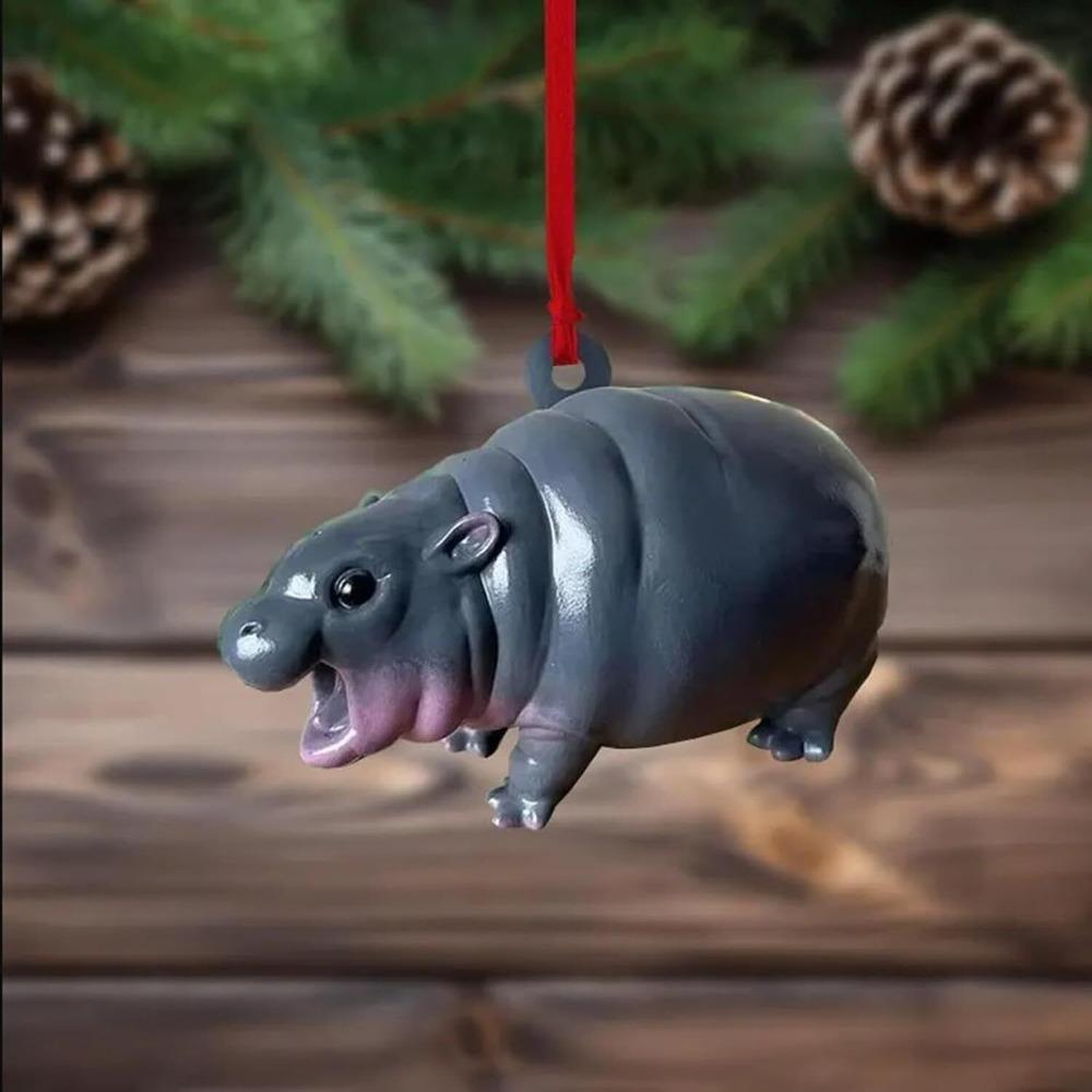 Gifts Bouncy Pork Hippo Resin Figurine Kawaii Tabletop Hippopotamus Ornaments Pygmy Home Decoration Resin Statue for Christmas