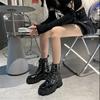 Fashion Booties Trend 2024 Black Elegant With Medium Heels Women's Ankle Boots Boot Chic Goth Pu On Offer Hot Fashion Female Short Shoes