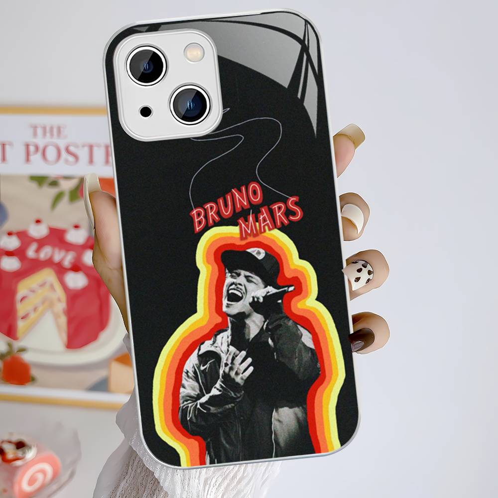 B-Bruno M-Mars Singer Tempered Glass For Iphone 14 13 12 11 Pro Mini XS MAX 14Plus X XS XR Fundas