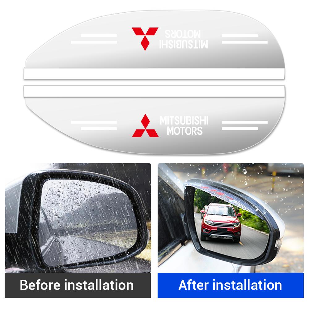 Bljm6 2Pcs Car Transparent Side Rear View Mirror Rain Eyebrow Visor Covers For Mitsubishi 9 Ralliart X EX ASX L200 Colt Pajero Cross