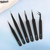 Precision ESD Anti-static Tweezers Set -6-pc Durable Stainless Steel Tool For Electronic Repair And Process Modeling, Bending&St