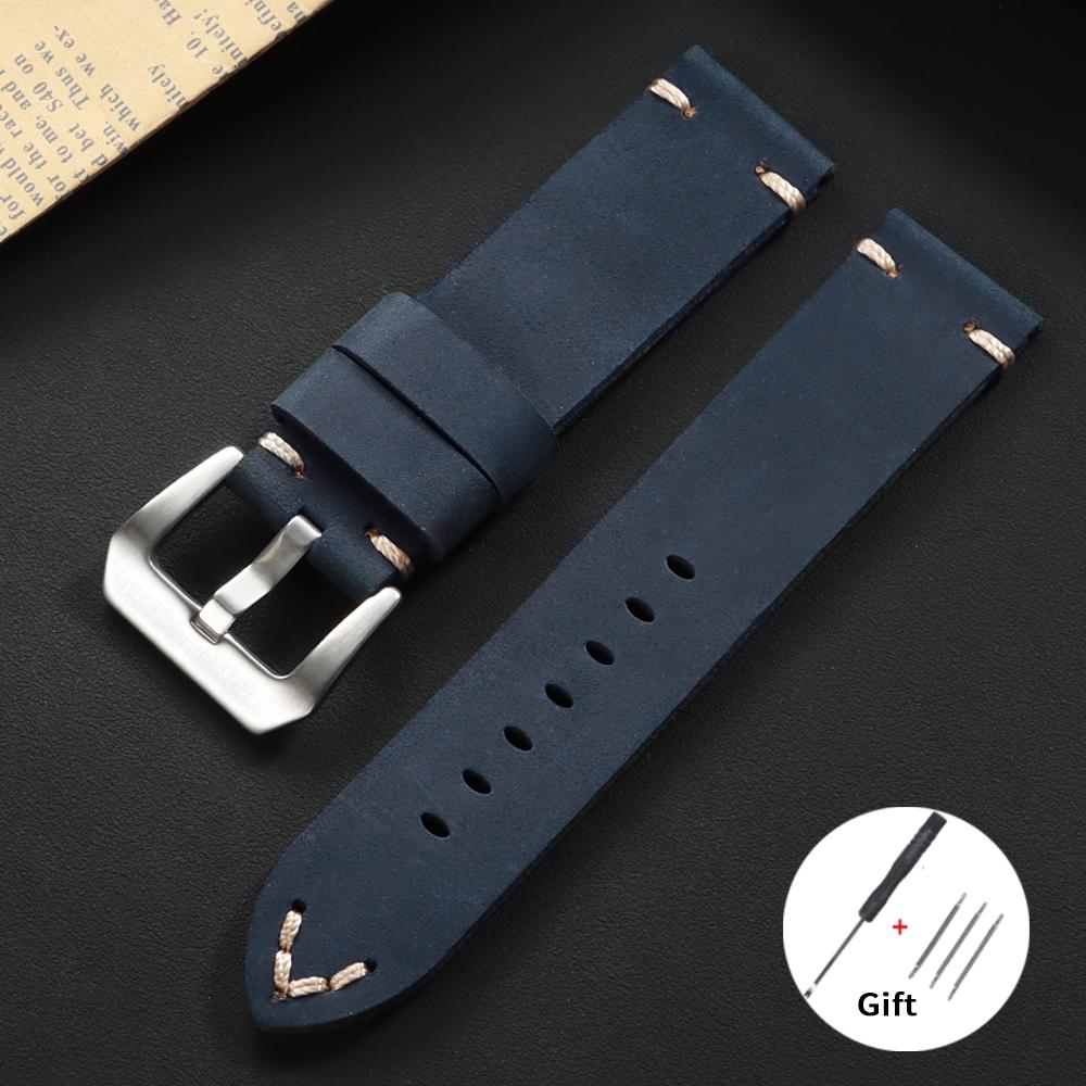 Neues Vintage Lederarmband 18mm 20mm 22mm 24mm 26mm für Panerai Armband für Samsung Watch4/5/6/7 40mm 44mm Klassisches Business-Band