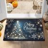 Christmas Tree Flannel Door Mat Carpet, Text Print Non-Slip Absorbent for Kitchen Living Room Bedroom Bathroom Decor