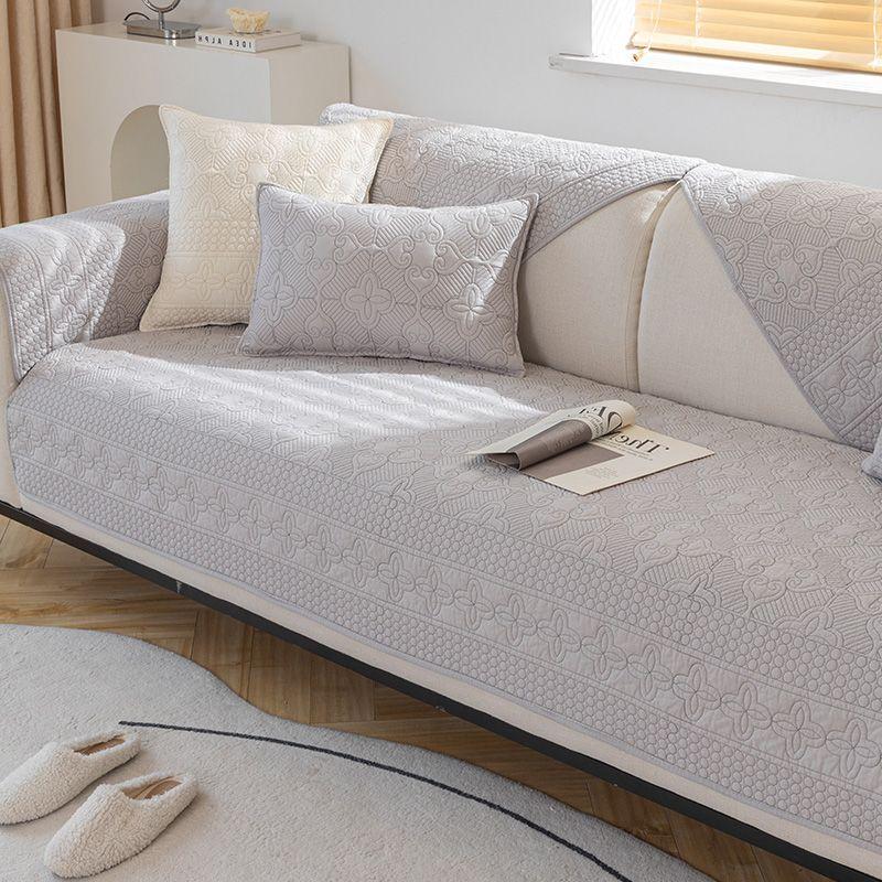 

Pure Cotton Sofa Cushion All Year Round Non-Slip Universal Solid Wood Cotton Seat Cushions Fabric Leather Sofa Cover Gray 2025 New Arrival Everything goes well, gray 45*45cm pillow case