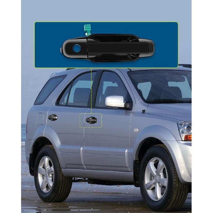 LUJUNTEC Exterior Door Handle,Front Door Handle Passenger Right Side,Replacement for 2003-2009 for Kia for Sorento EX,1pcs Primed Black Handle